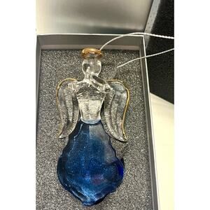 Crystal Glass Angel Ornament Holiday Chandelier Clear Blue Prism Praying Figure